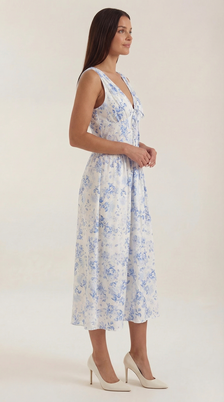 Sofia | Women's Plunge Midi Dress Elegant