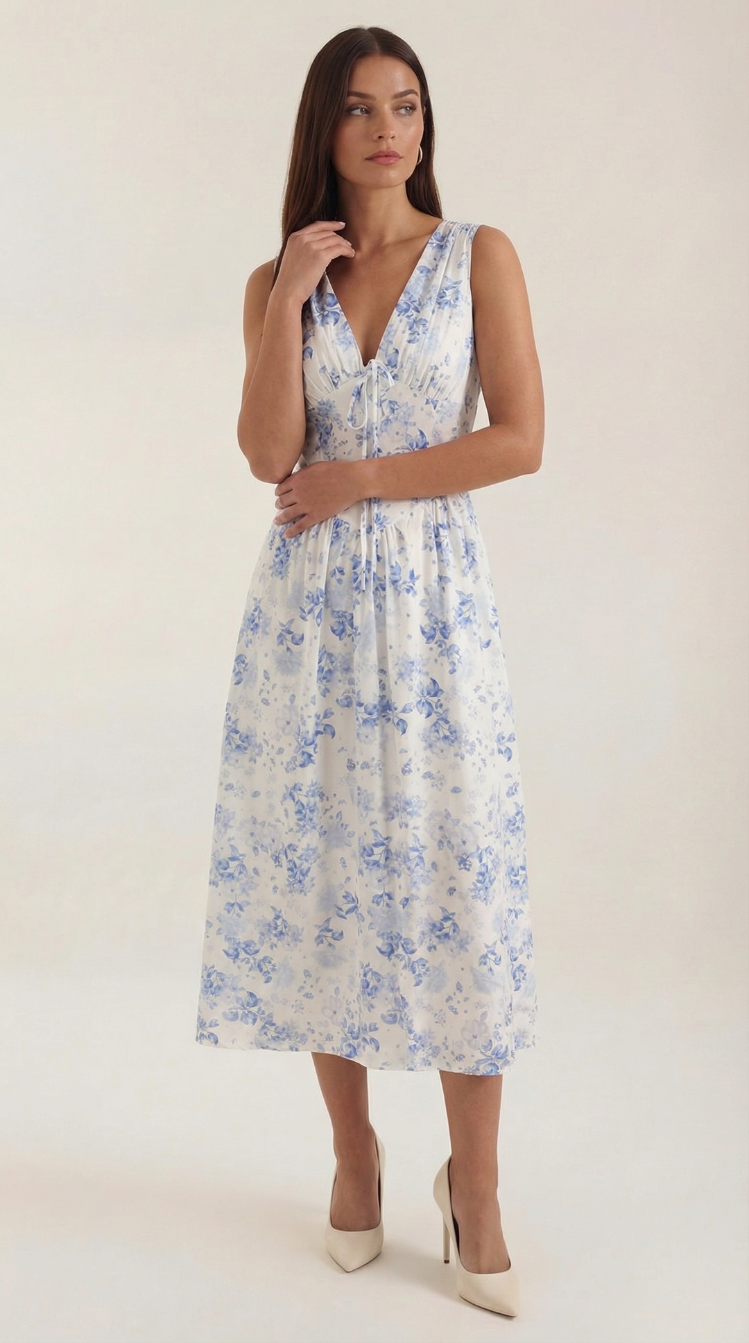 Sofia | Women's Plunge Midi Dress Elegant