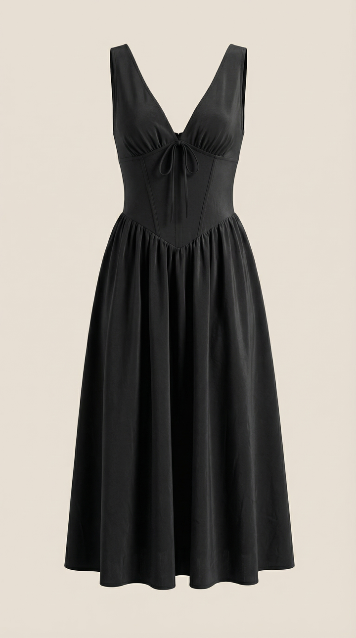 Thea | Women's Tie Front Midi Dress