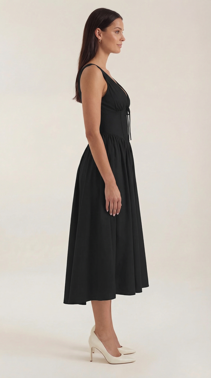 Thea | Women's Tie Front Midi Dress