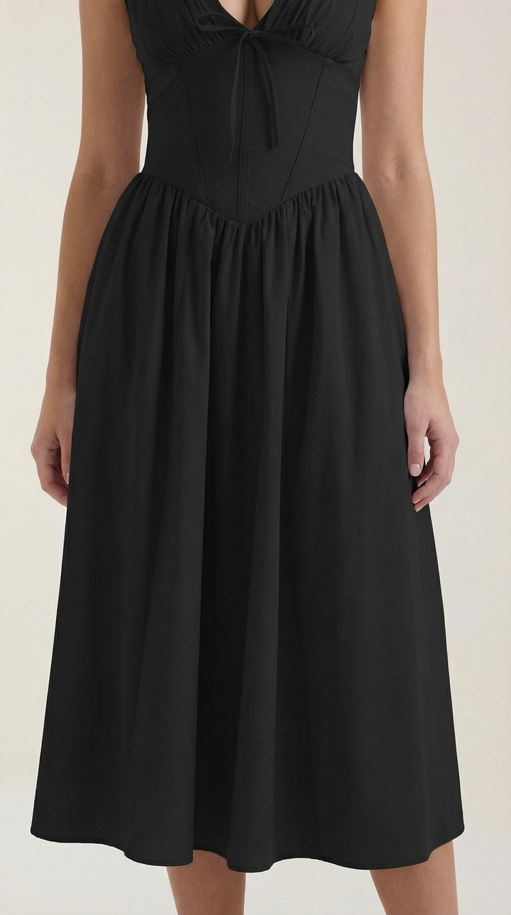 Thea | Women's Tie Front Midi Dress
