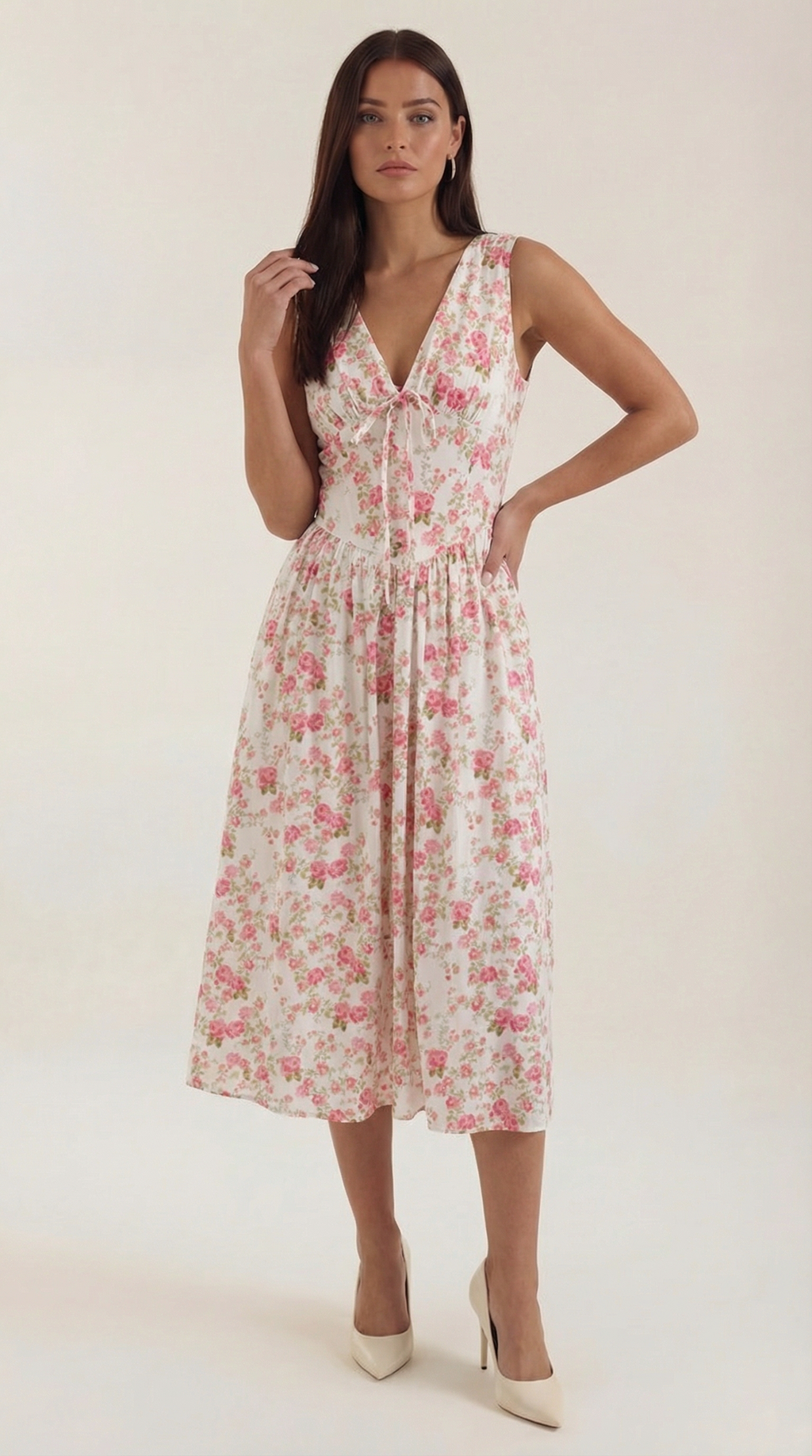 Sofia | Women's Plunge Midi Dress Elegant