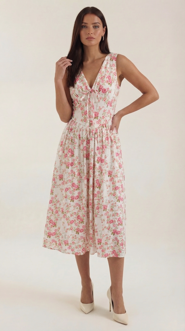 Sofia | Women's Plunge Midi Dress Elegant