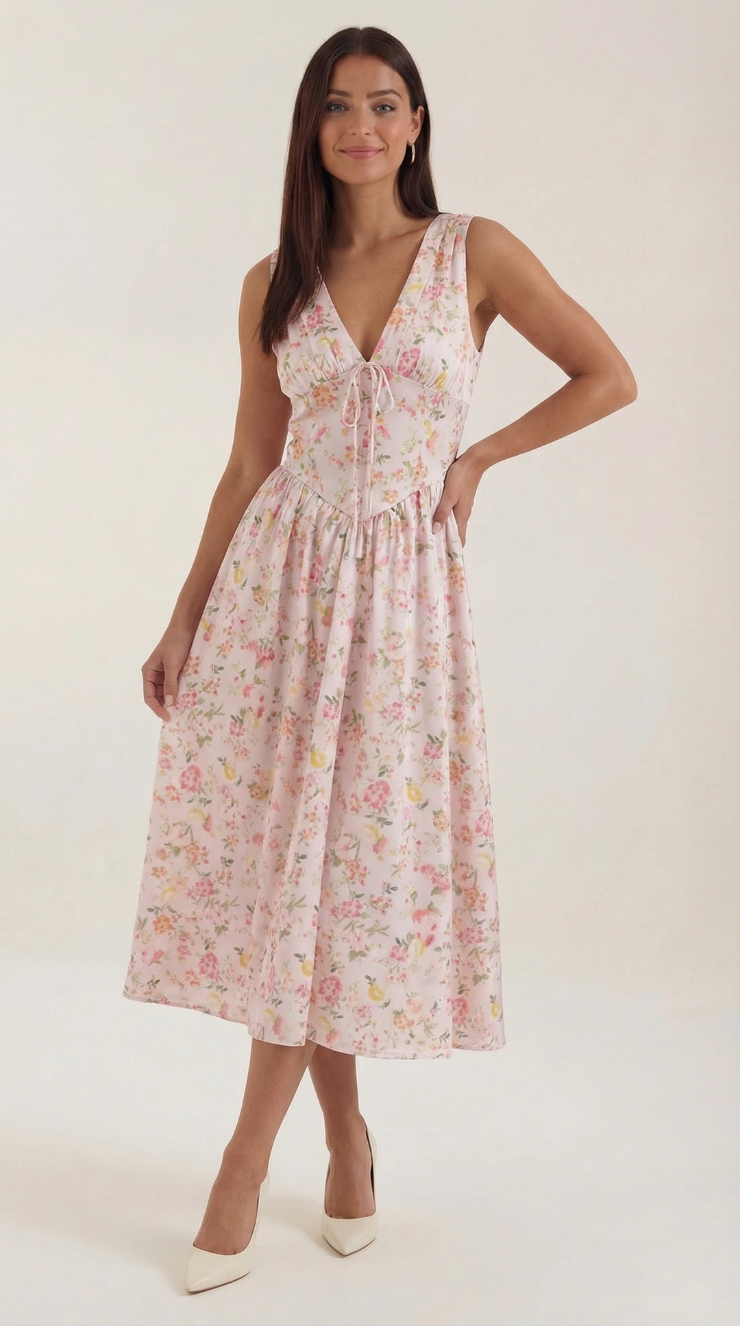 Sofia | Women's Plunge Midi Dress Elegant