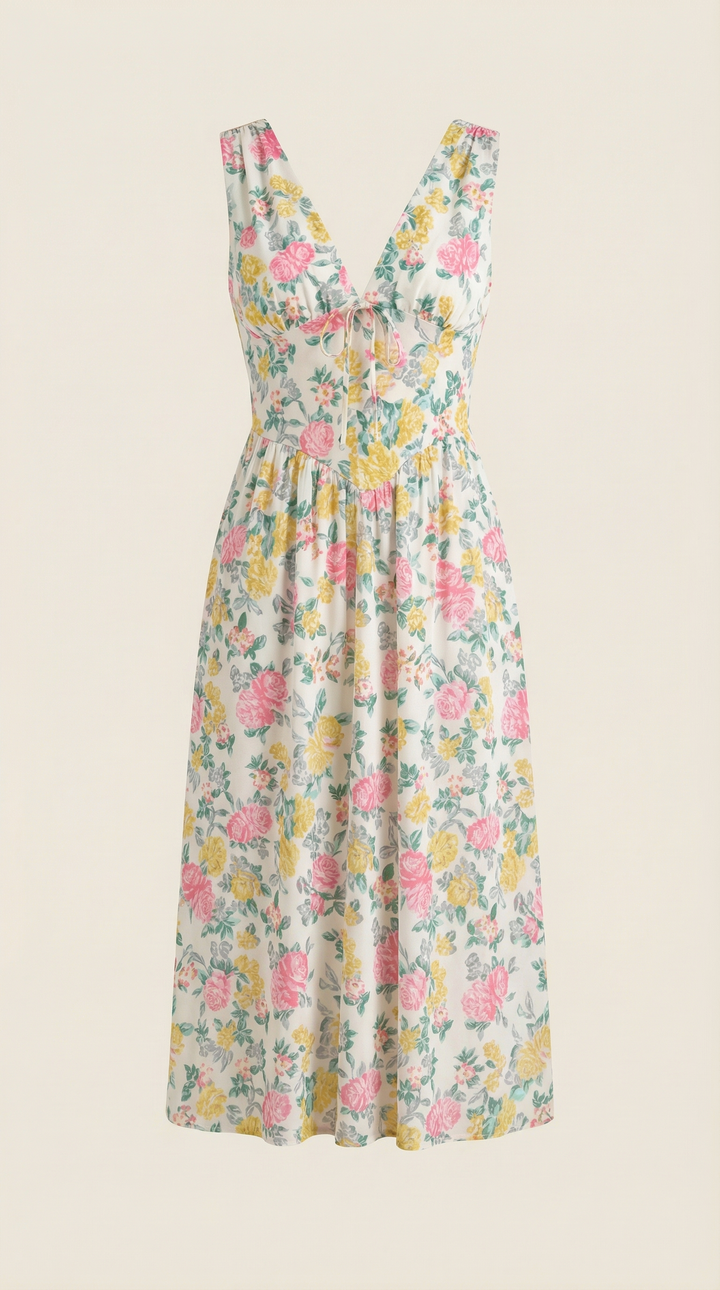 Thea | Women's Tie Front Midi Dress