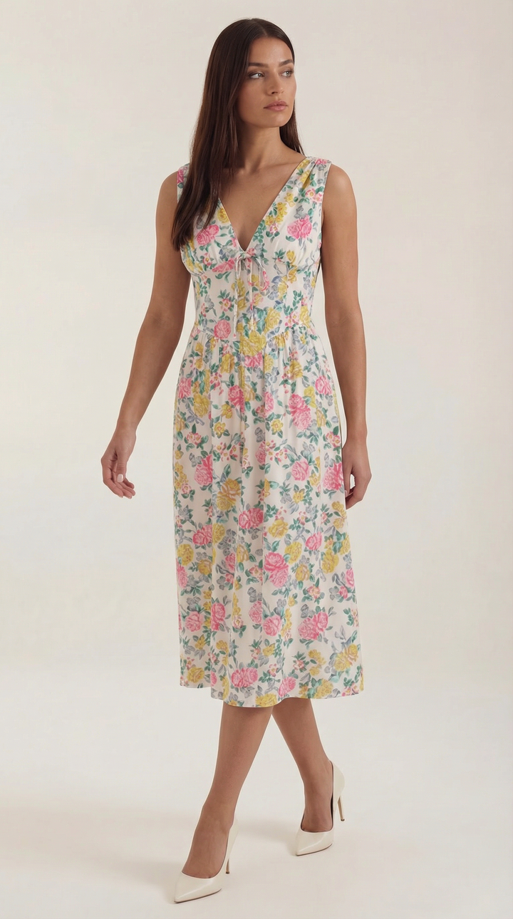 Thea | Women's Tie Front Midi Dress
