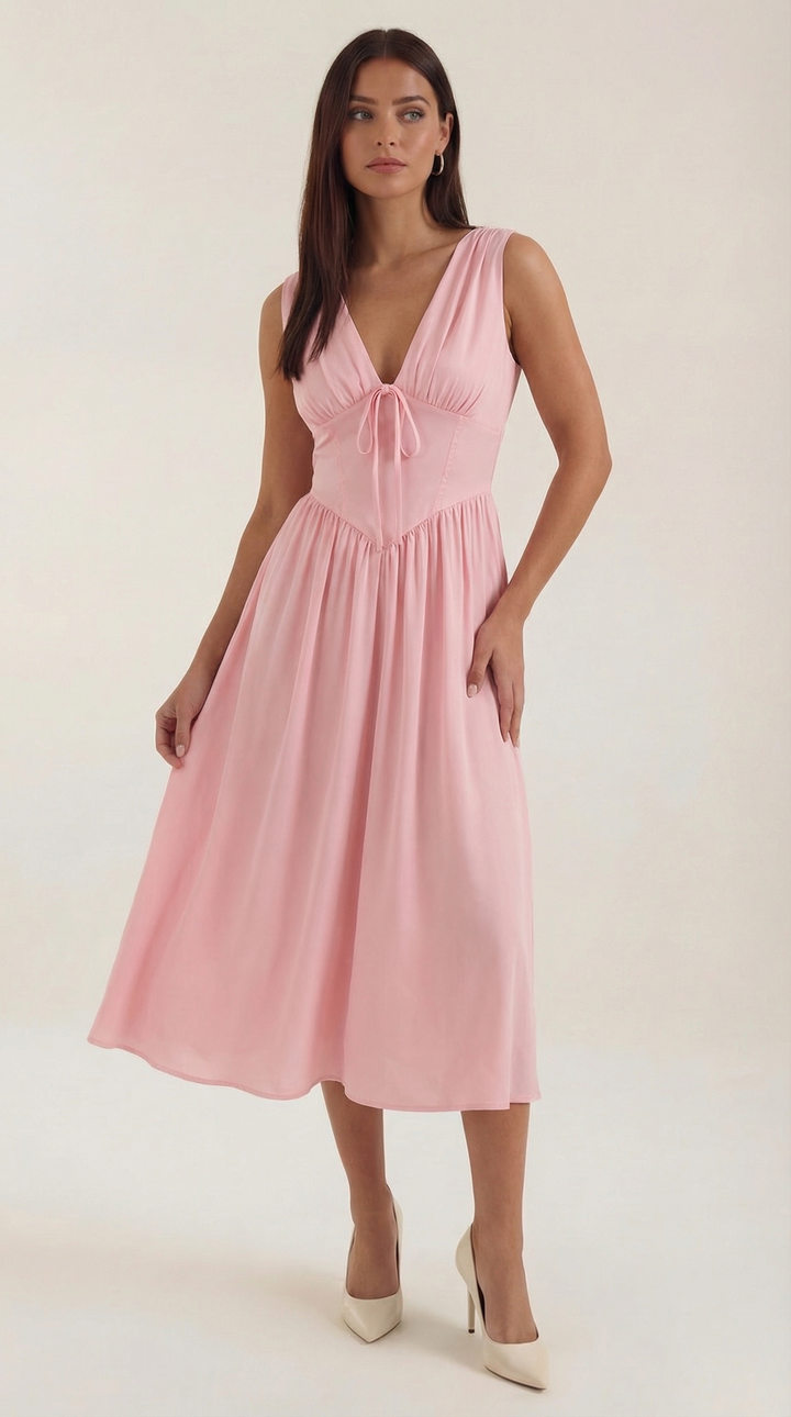 Sofia | Women's Plunge Midi Dress Elegant