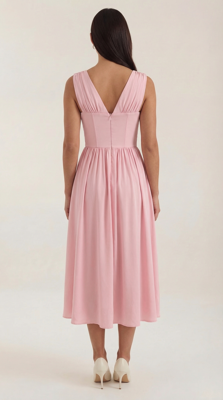 Sofia | Women's Plunge Midi Dress Elegant