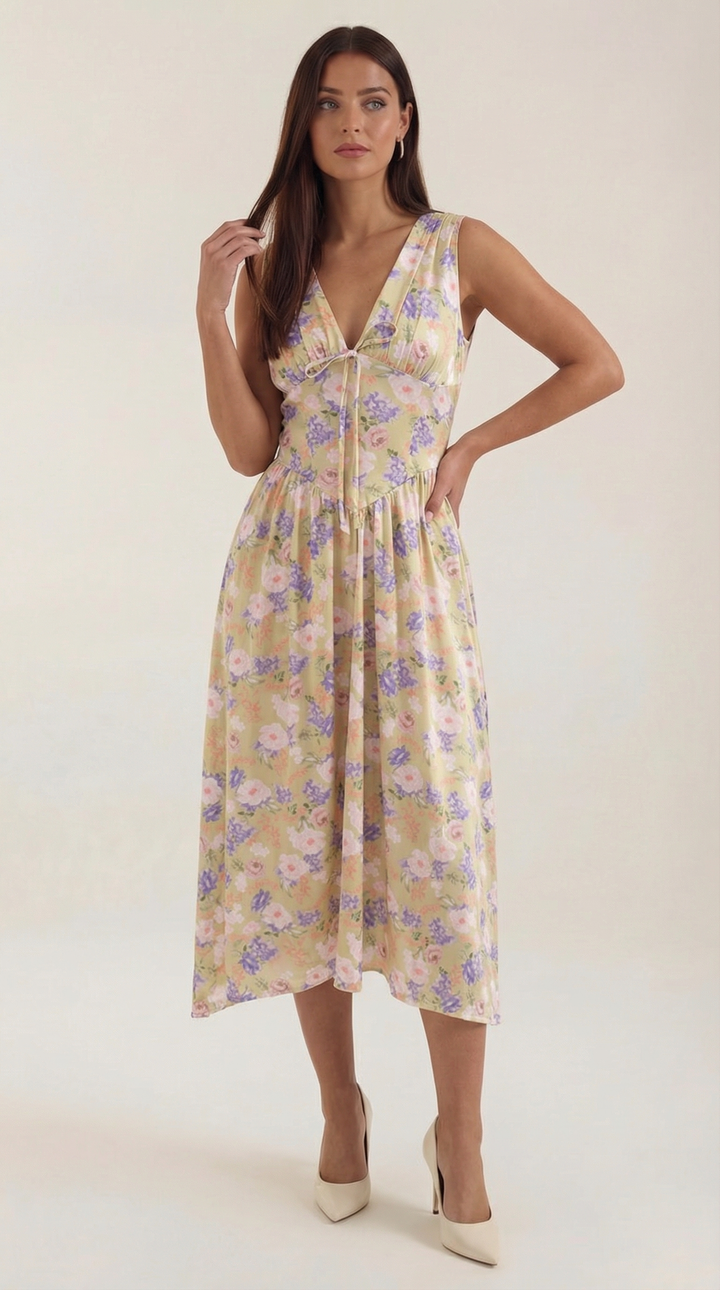Thea | Women's Tie Front Midi Dress