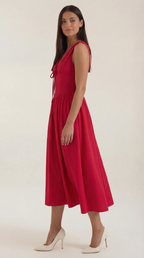 Thea | Women's Tie Front Midi Dress