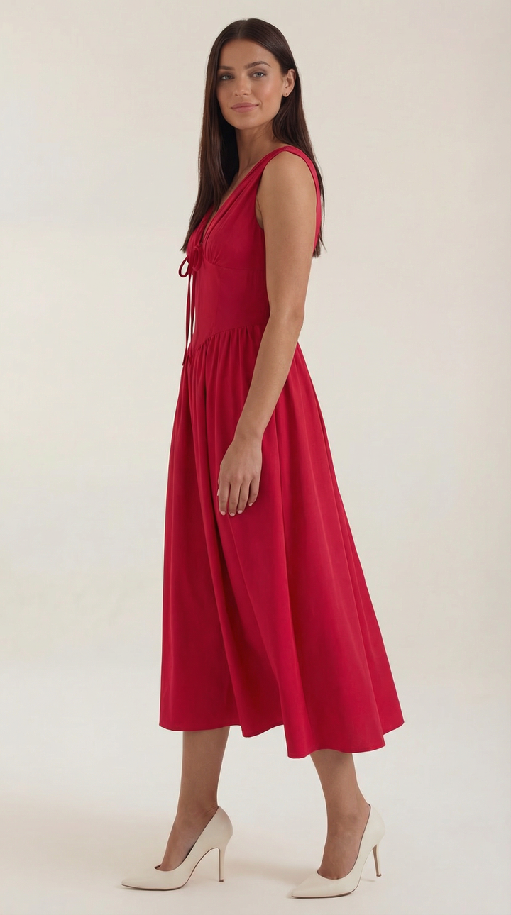 Thea | Women's Tie Front Midi Dress