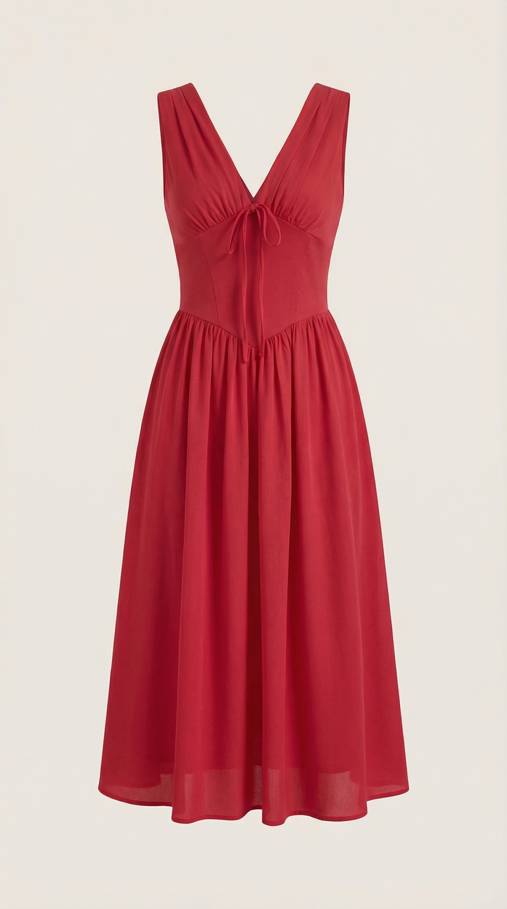 Sofia | Women's Plunge Midi Dress Elegant