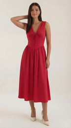 Thea | Women's Tie Front Midi Dress
