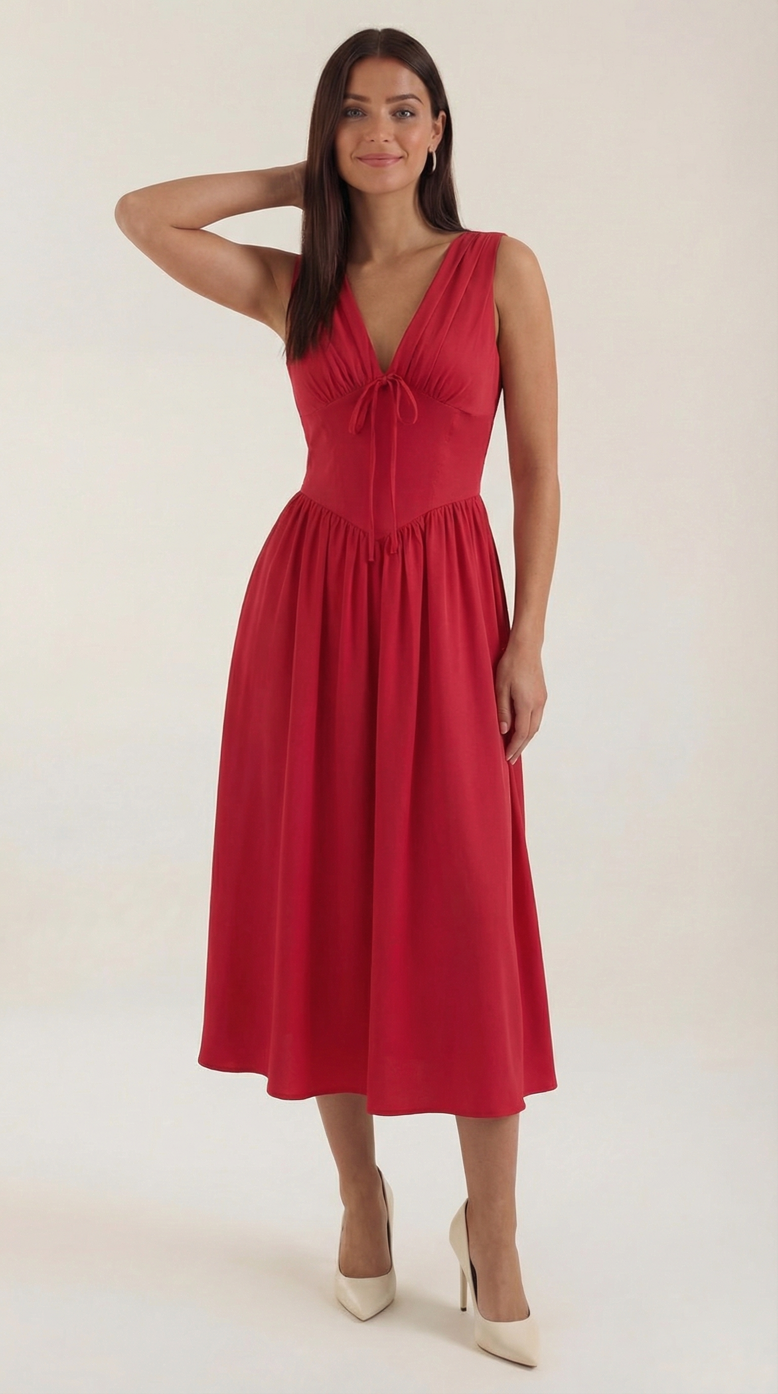 Thea | Women's Tie Front Midi Dress