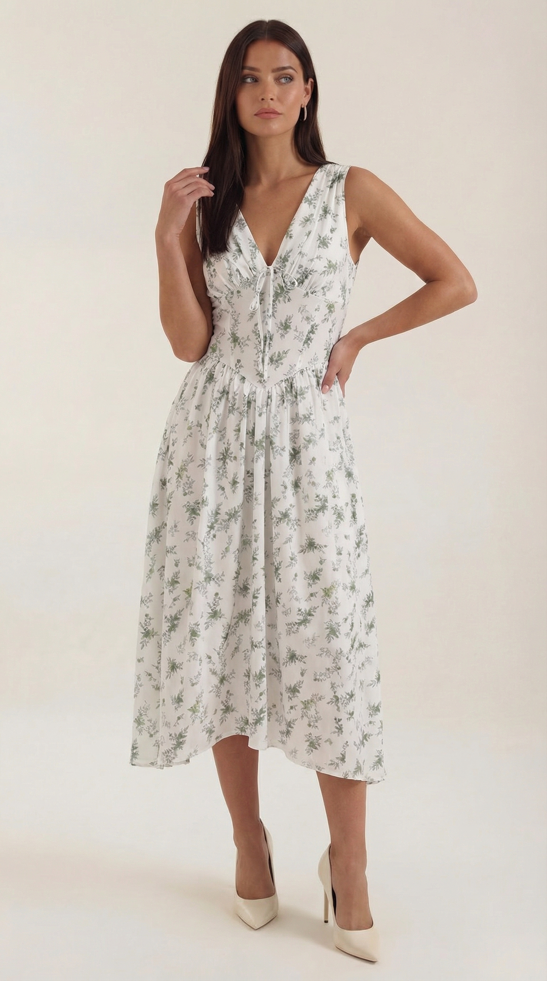 Sofia | Women's Plunge Midi Dress Elegant