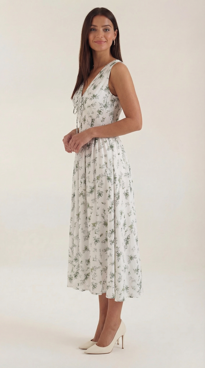 Thea | Women's Tie Front Midi Dress
