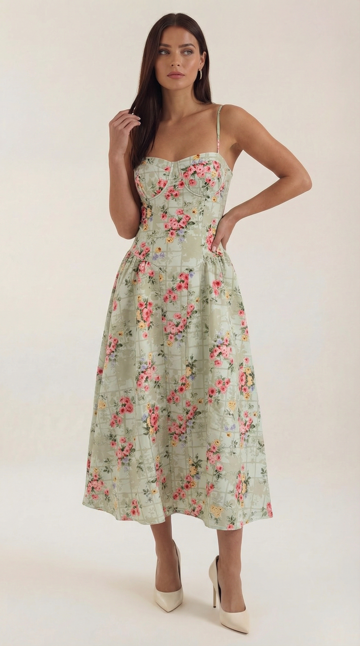 Sofia | Women's Corset Midi Dress Elegant
