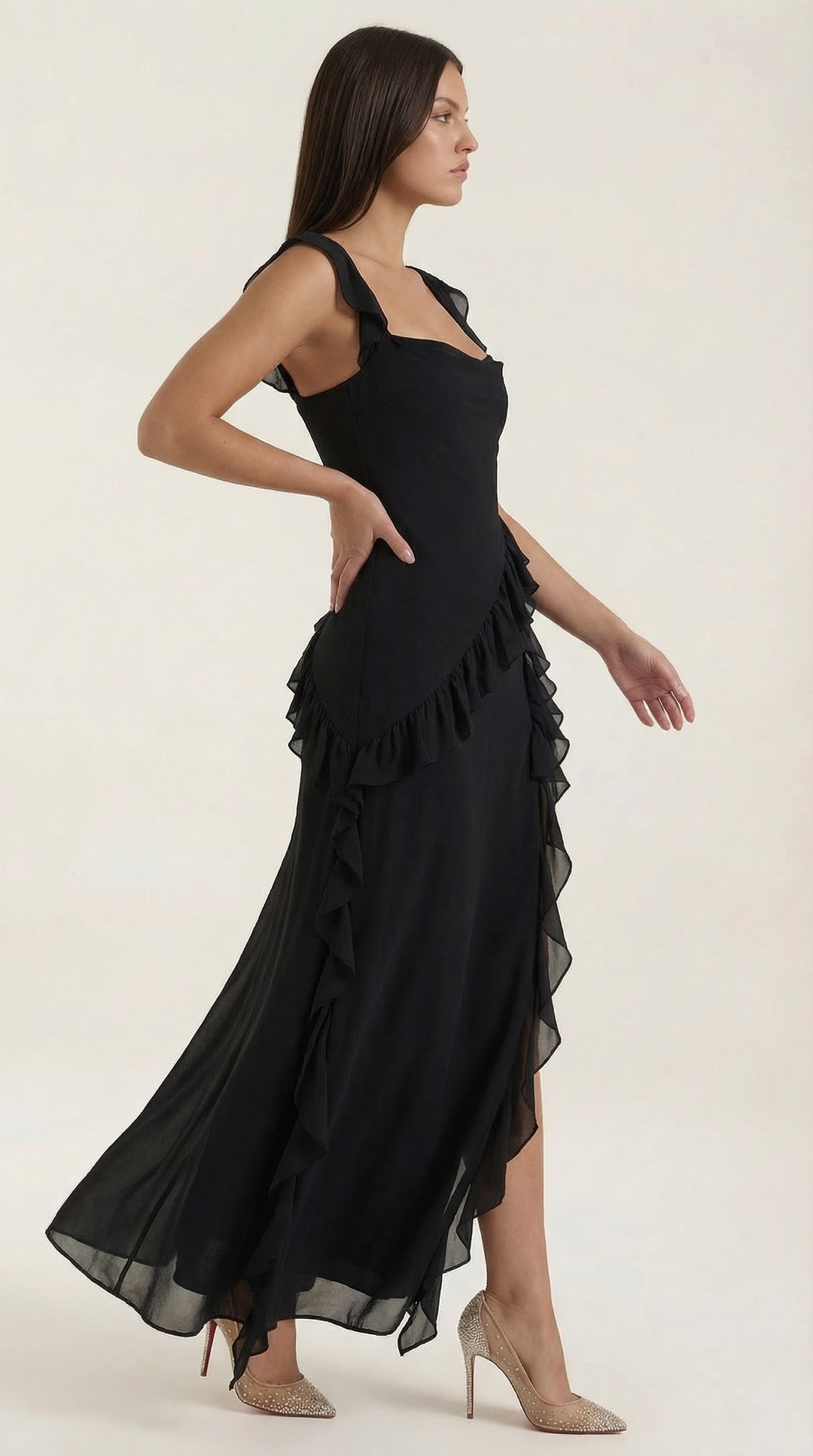 Sutton | Women's Ruffle Split Maxi Dress