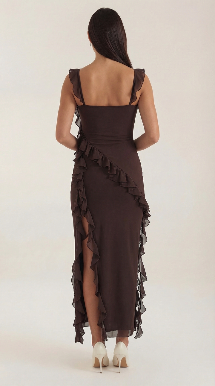 Sutton | Women's Ruffle Split Maxi Dress