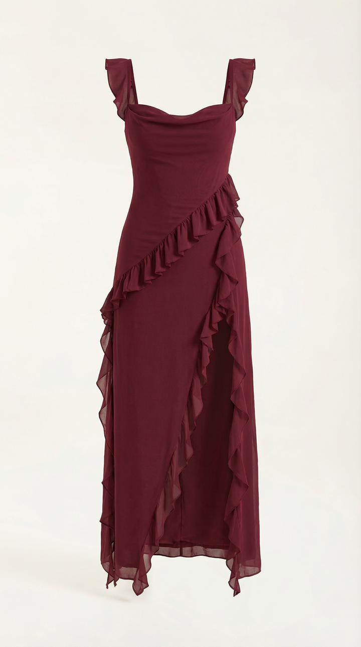 Sutton | Women's Ruffle Split Maxi Dress