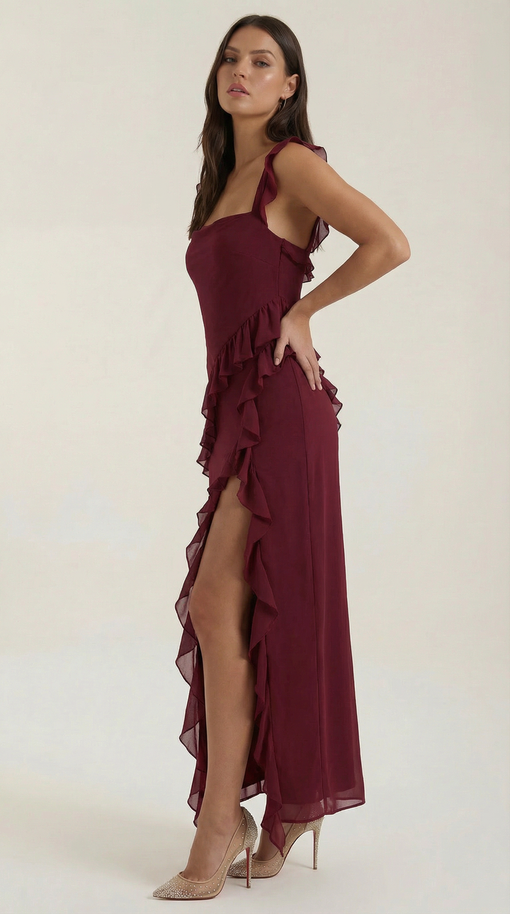 Sutton | Women's Ruffle Split Maxi Dress
