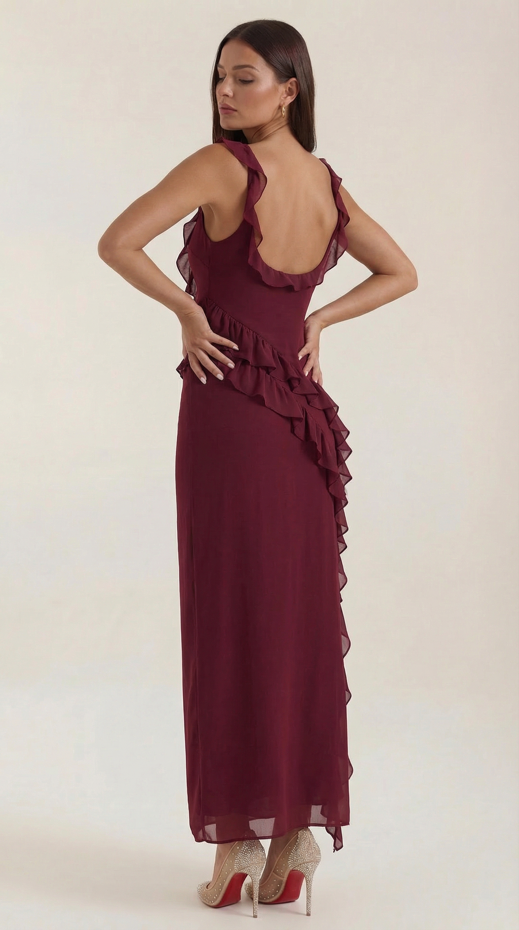 Sutton | Women's Ruffle Split Maxi Dress