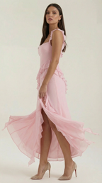 Sutton | Women's Ruffle Split Maxi Dress