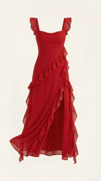 Sutton | Women's Ruffle Split Maxi Dress