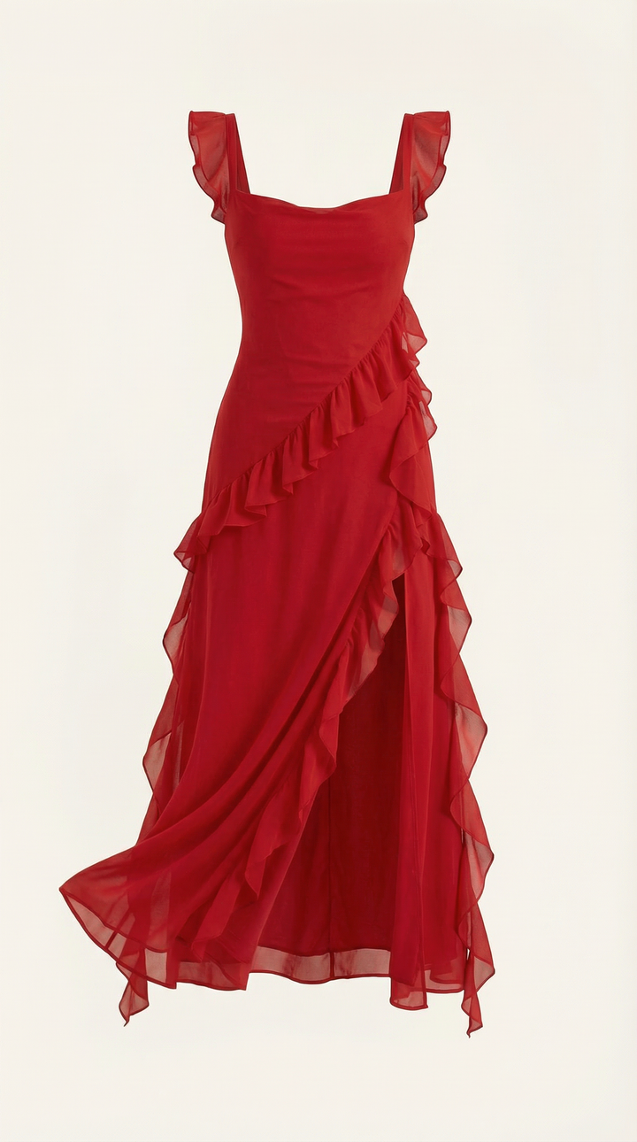 Sutton | Women's Ruffle Split Maxi Dress