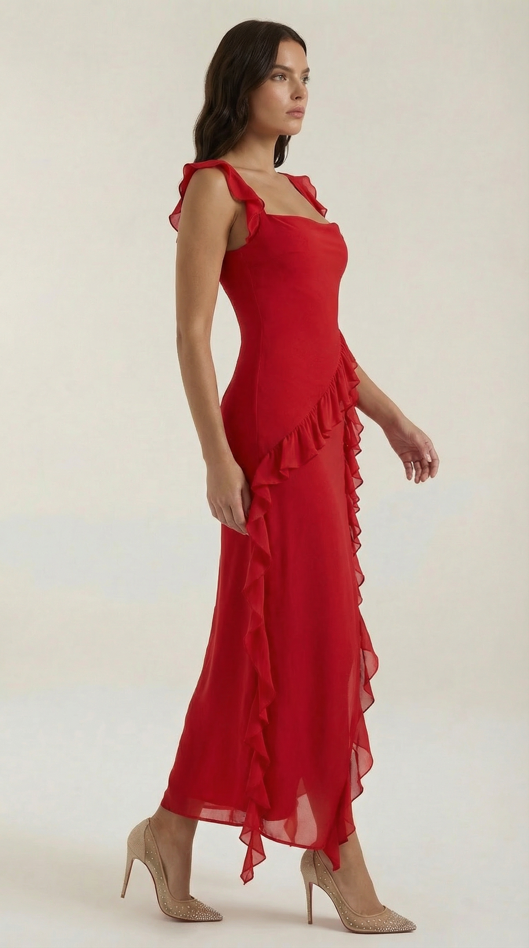 Sutton | Women's Ruffle Split Maxi Dress
