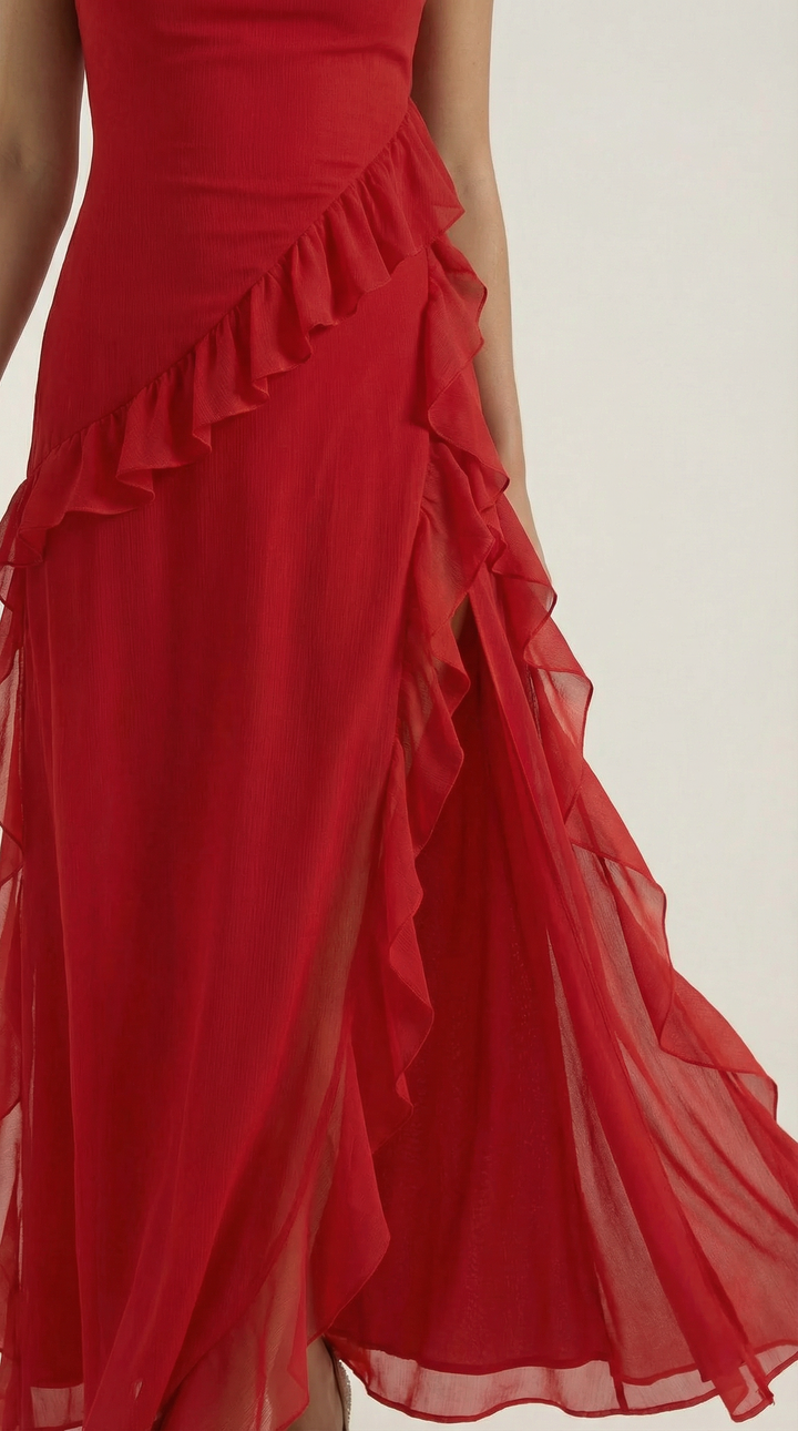 Sutton | Women's Ruffle Split Maxi Dress
