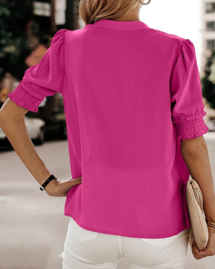Isla | Women's Short Sleeve Chiffon V-Neck Blouse Casual