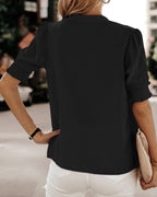Isla | Women's Short Sleeve Chiffon V-Neck Blouse Casual