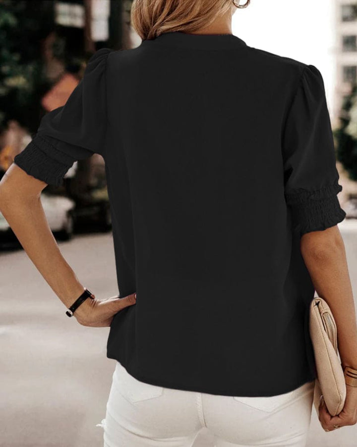 Isla | Women's Short Sleeve Chiffon V-Neck Blouse Casual