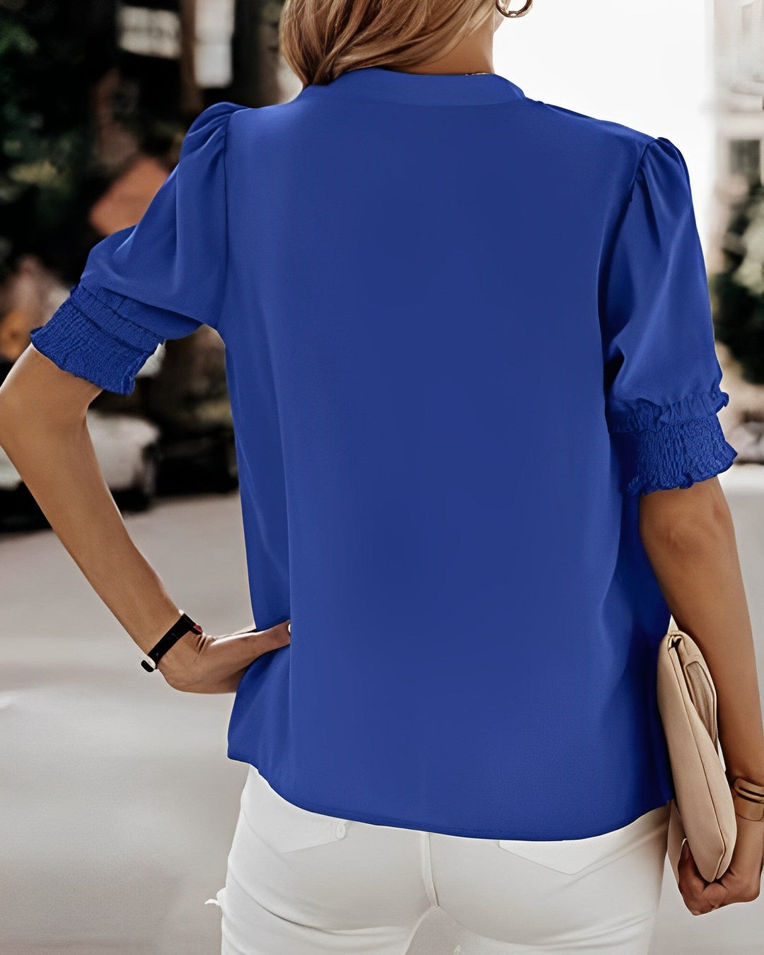 Isla | Women's Short Sleeve Chiffon V-Neck Blouse Casual