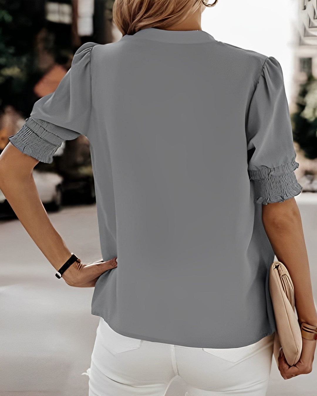 Isla | Women's Short Sleeve Chiffon V-Neck Blouse Casual
