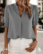 Isla | Women's Short Sleeve Chiffon V-Neck Blouse Casual