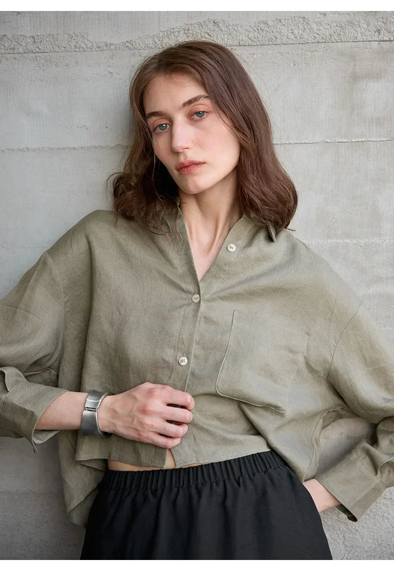 Harlow | Women's Cropped Button-Down Shirt