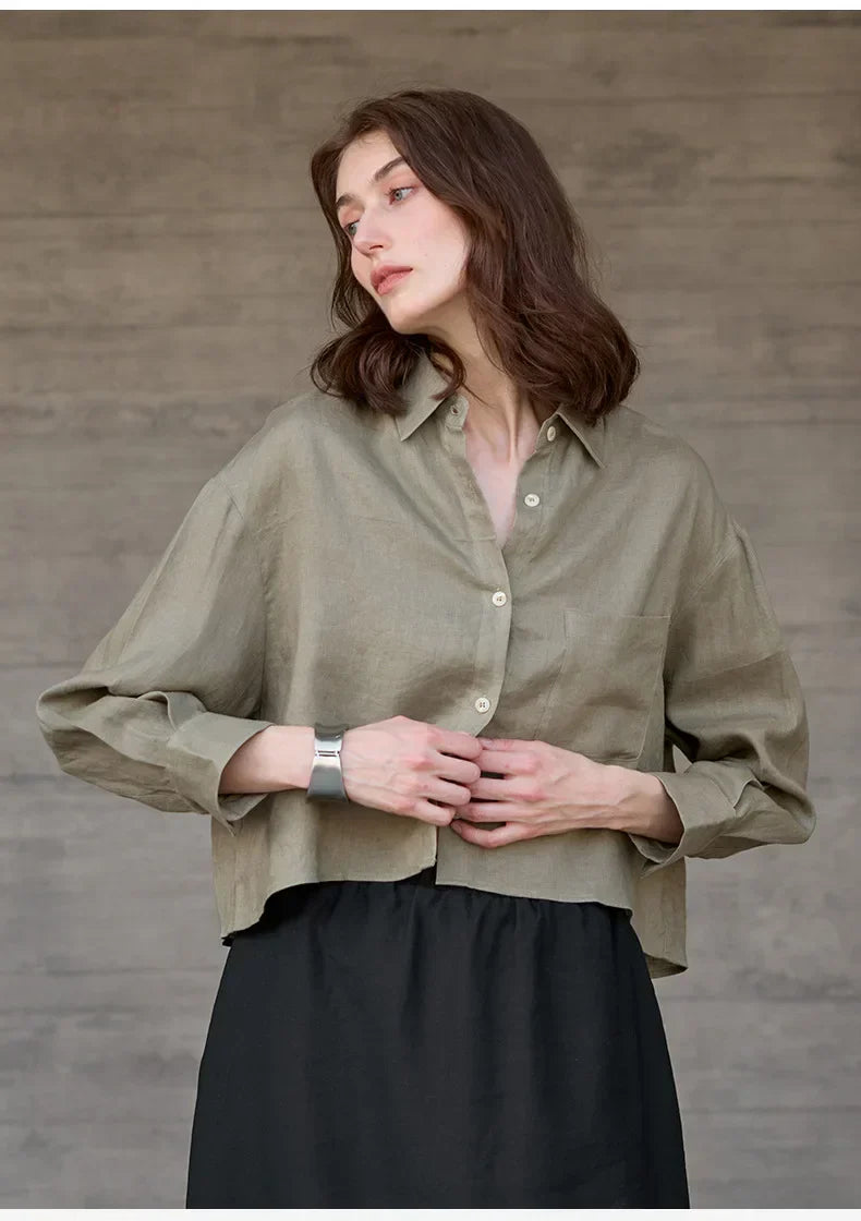 Harlow | Women's Cropped Button-Down Shirt
