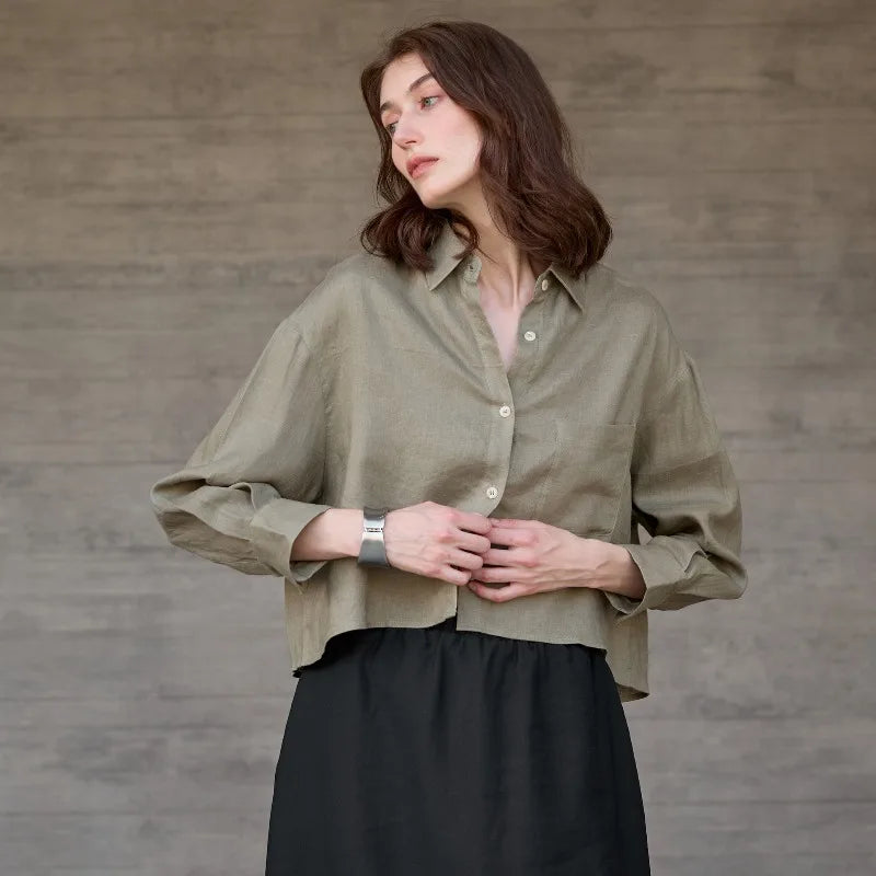 Harlow | Women's Cropped Button-Down Shirt