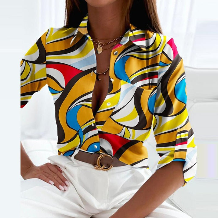 Sienna | Women's Geometric Print Button-Up Shirt