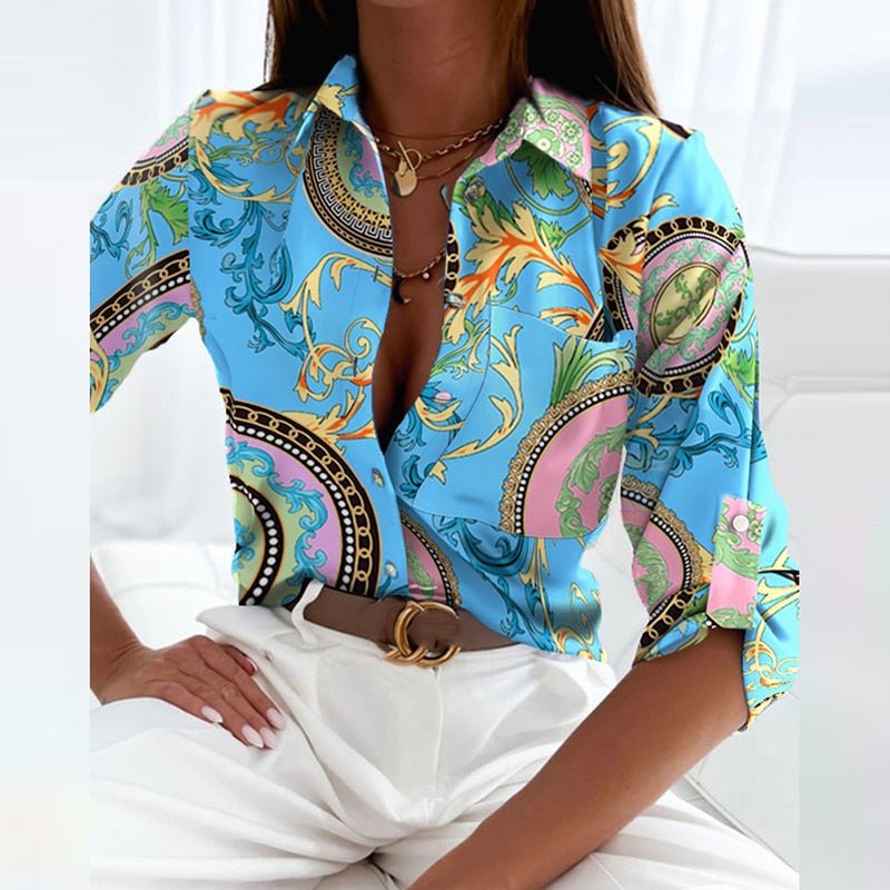 Sienna | Women's Geometric Print Button-Up Shirt