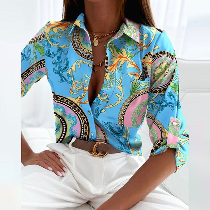 Sienna | Women's Geometric Print Button-Up Shirt