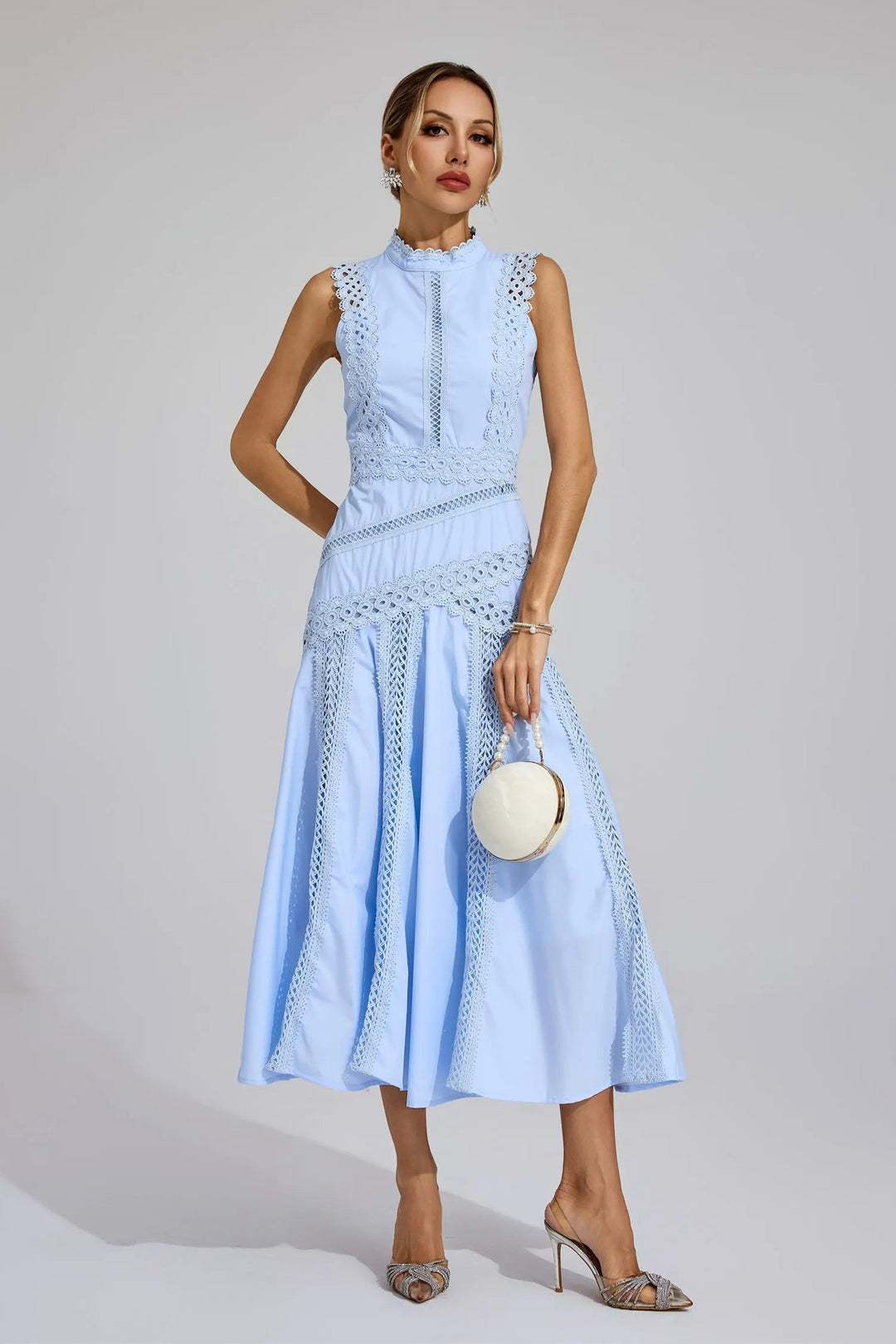 Thea | Women's Sleeveless Lace Midi Wedding Guest Dress