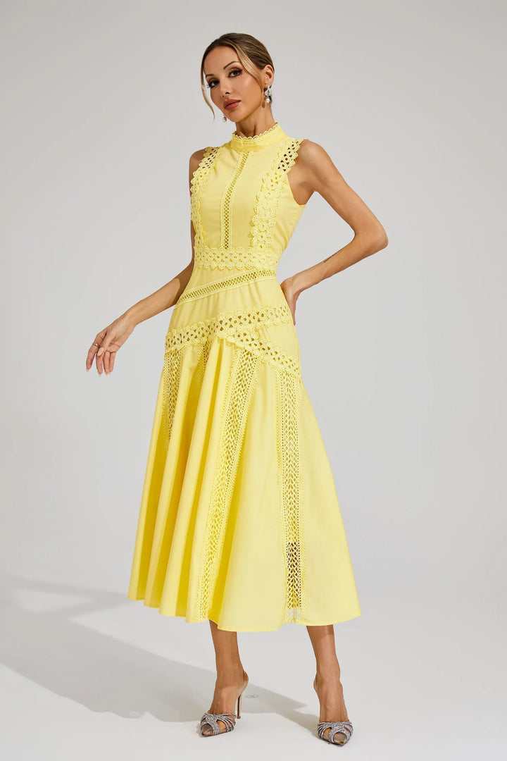 Thea | Women's Sleeveless Lace Midi Wedding Guest Dress