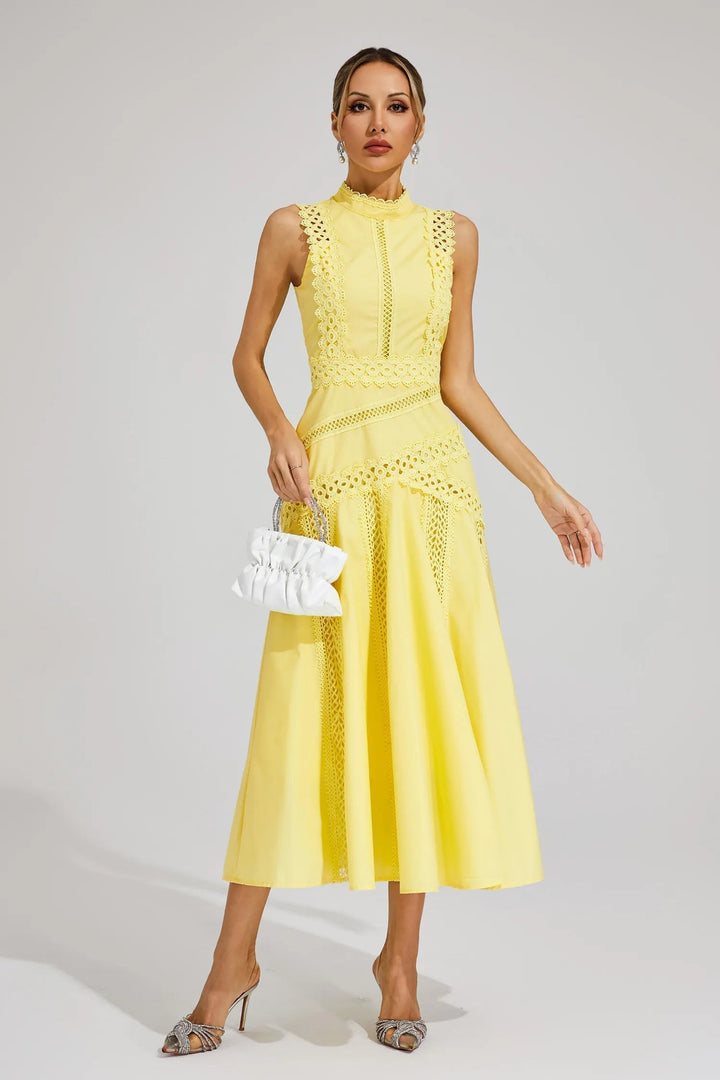 Thea | Women's Sleeveless Lace Midi Wedding Guest Dress