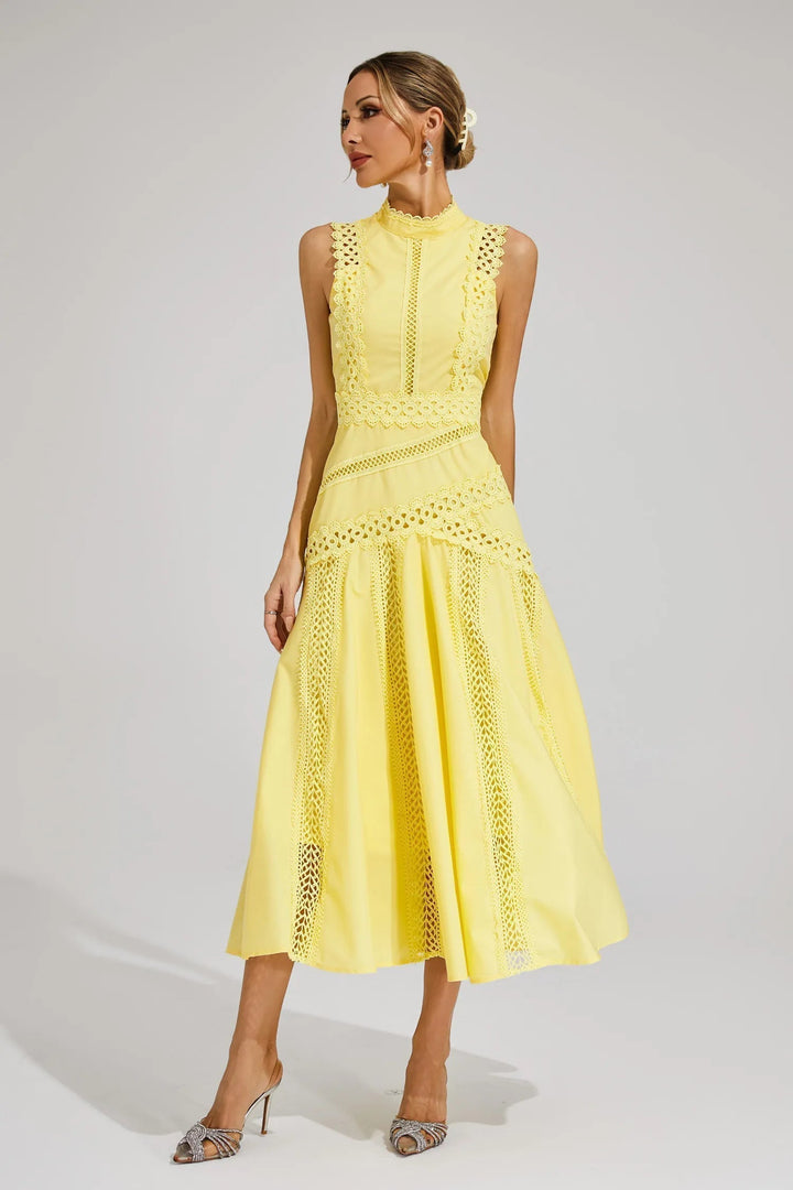 Thea | Women's Sleeveless Lace Midi Wedding Guest Dress