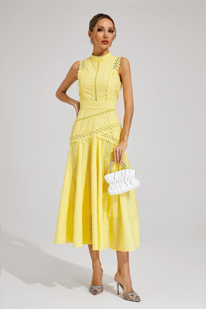 Thea | Women's Sleeveless Lace Midi Wedding Guest Dress